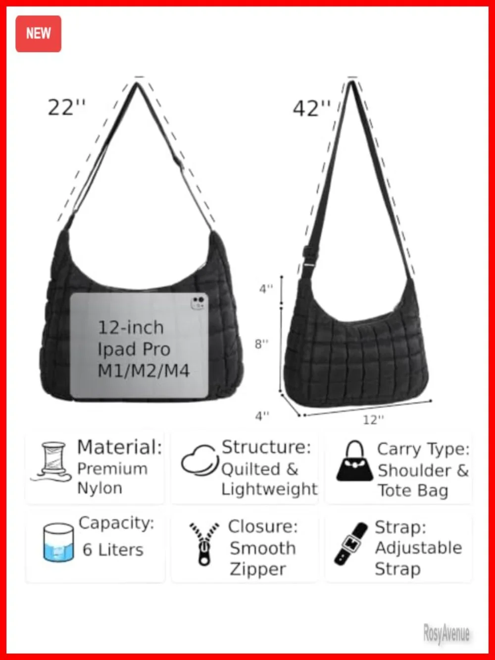 Quilted Puffer Tote Bag Hobo Crossbody Purse Puffy Shoulder Bag Soft Fluffy